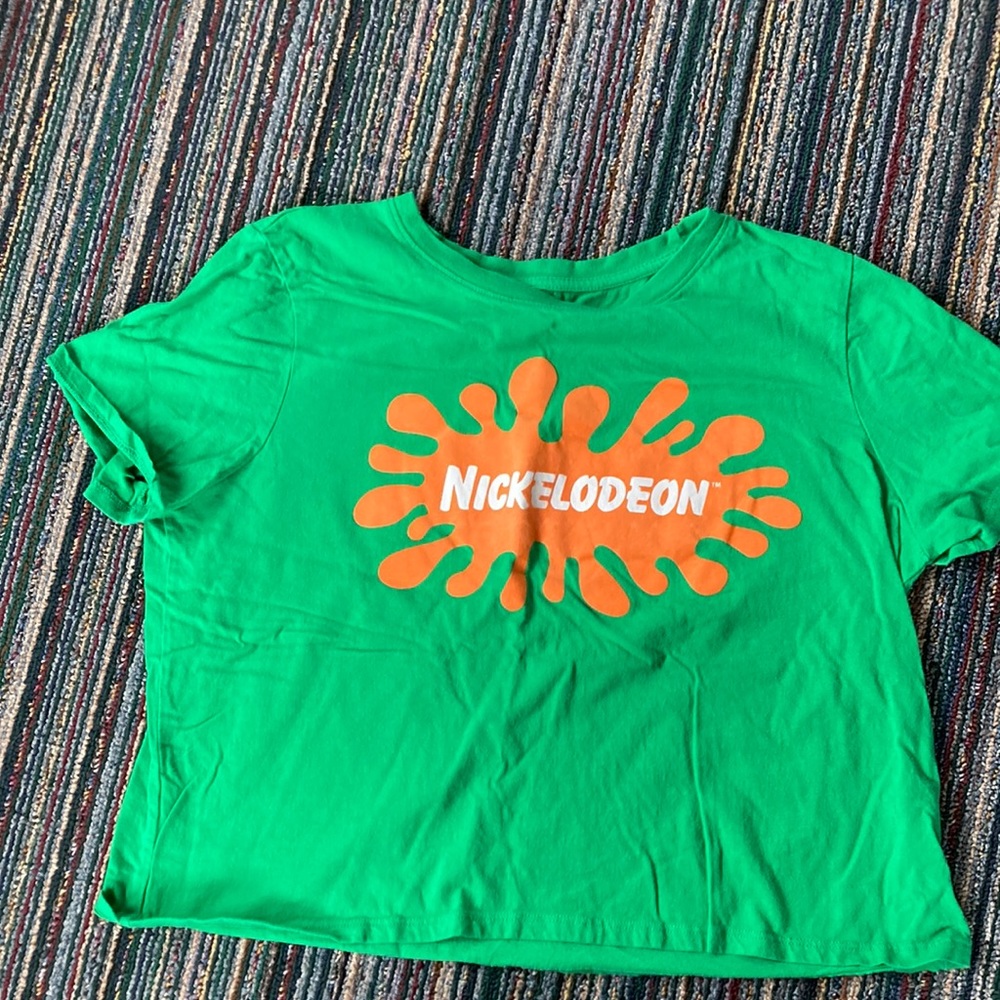 Nickelodeon plus size crop top 0x green orange
